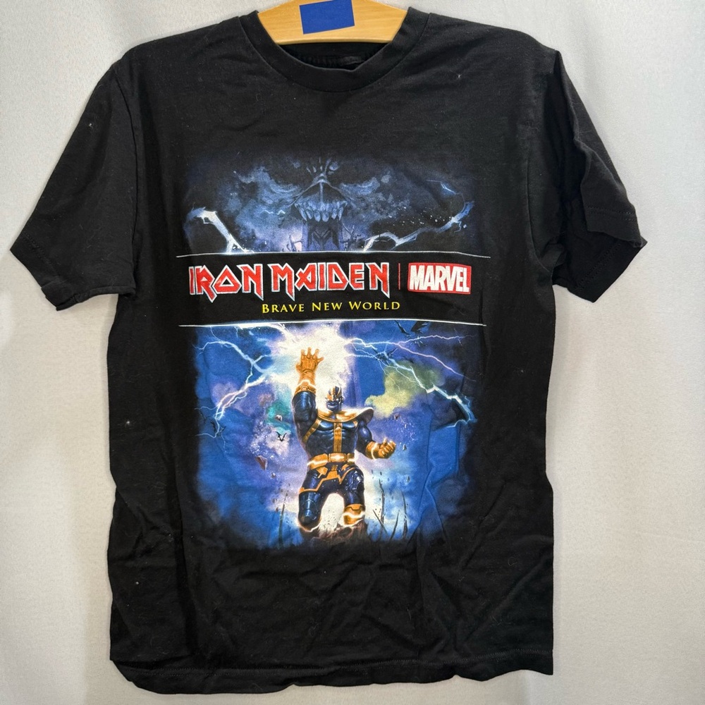 Iron Maiden x Marvel Brave New World Thanos Graphic Tee Men’s Medium Black
